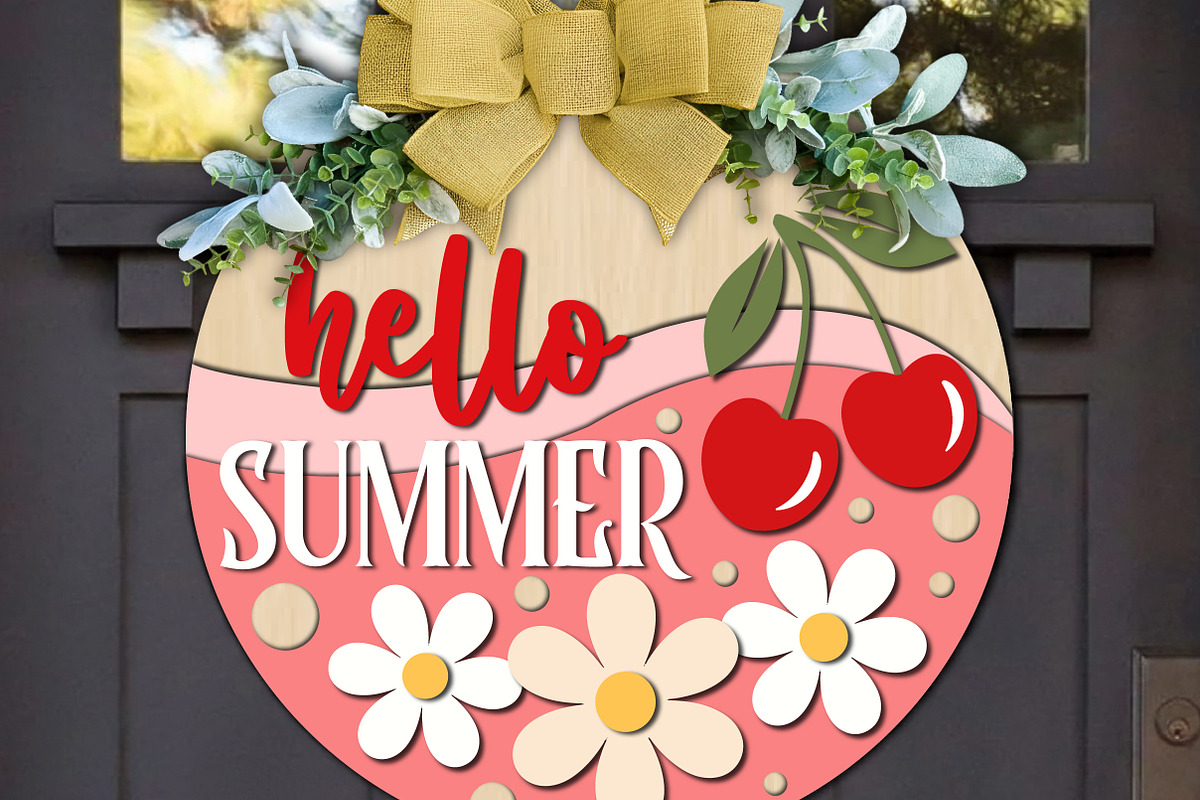 Cherry Hello Summer Door Hanger Svg, a Graphic by OK Design (Photo 1 of 3)