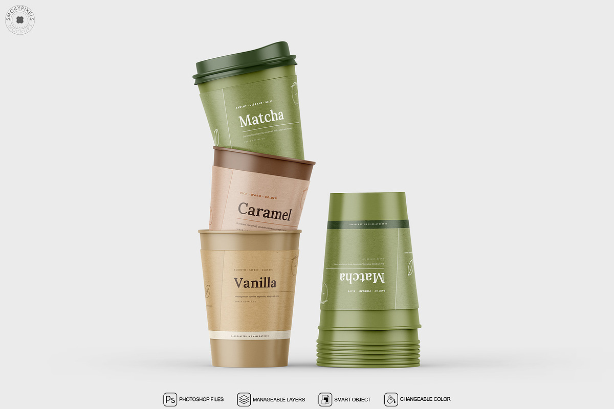 Paper Cup Mockup Set – 5 PSDs, a Packaging Mockup by SmokyPixels (Photo 2 of 6)