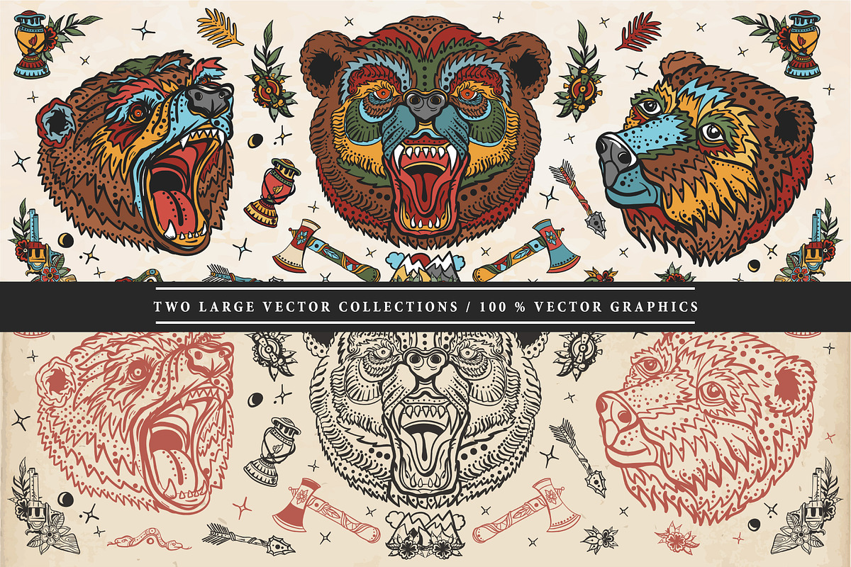 Bears old school tattoo, a Background Graphic by intueri (Photo 2 of 7)