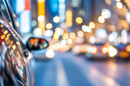 Blurred motion of car with bokeh fro, a Photo by Dvoevnore photos