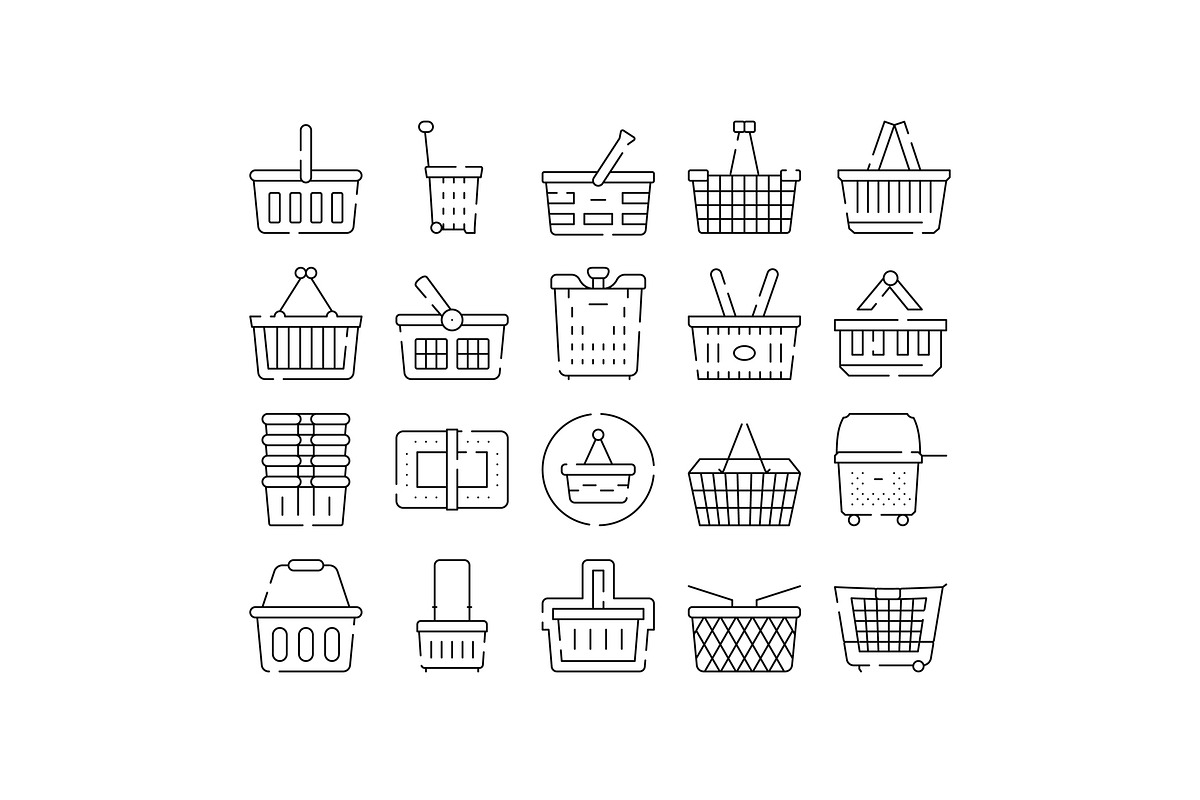 Shopping basket and cart line art, an Object Graphic by pikepicture (Photo 1 of 3)