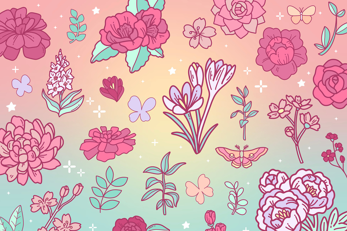 250+ Procreate kawaii flower stamps, a Brush Add-On by laura.design (Photo 7 of 7)