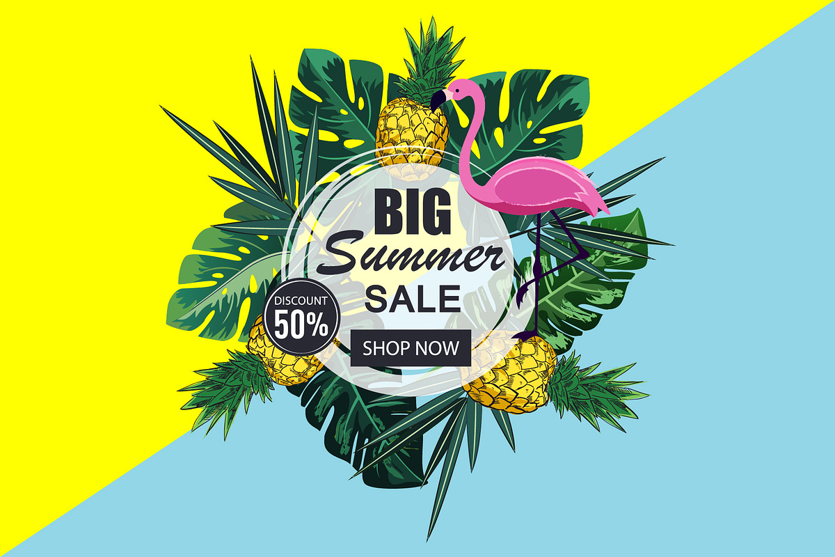 Summer sale banner with  flamingo, a Background Graphic by Tomass2015 (Photo 1 of 4)