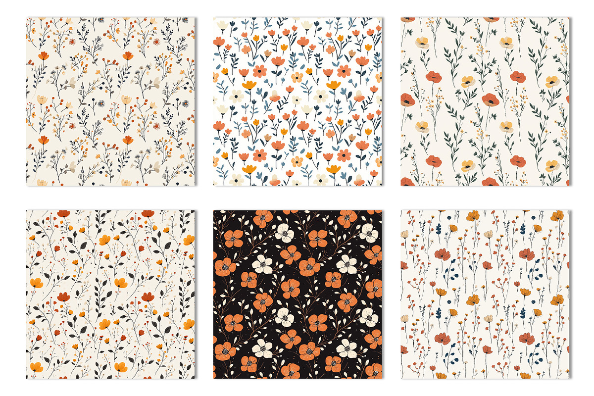 Minimal Boho Flowers Seamless, a Pattern Graphic by Canvas Craft (Photo 2 of 3)