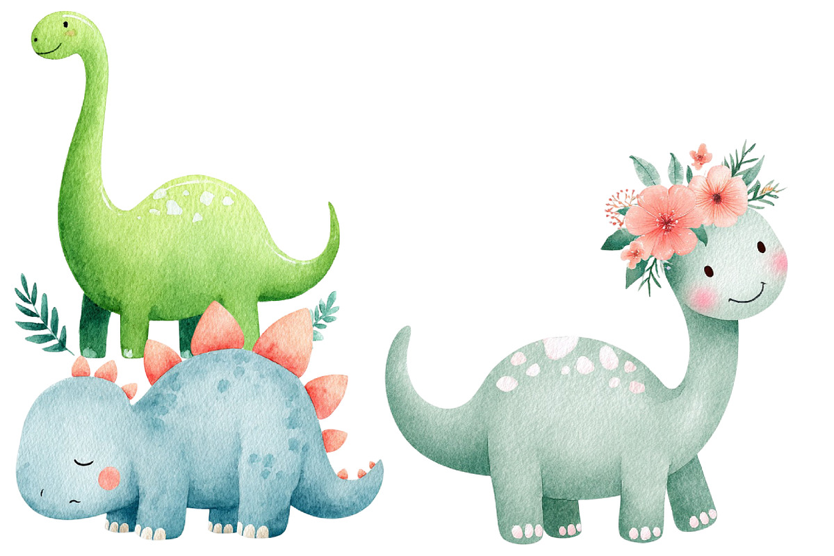 Watercolor Dinosaur clipart, an Illustration by Designworld (Photo 5 of 5)