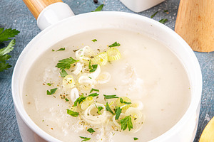 Homemade tasty Leek Cream Soup, a Food & Drink Photo by Rimma