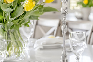 Passover table setting with candlest, a Photo by Dvoevnore photos