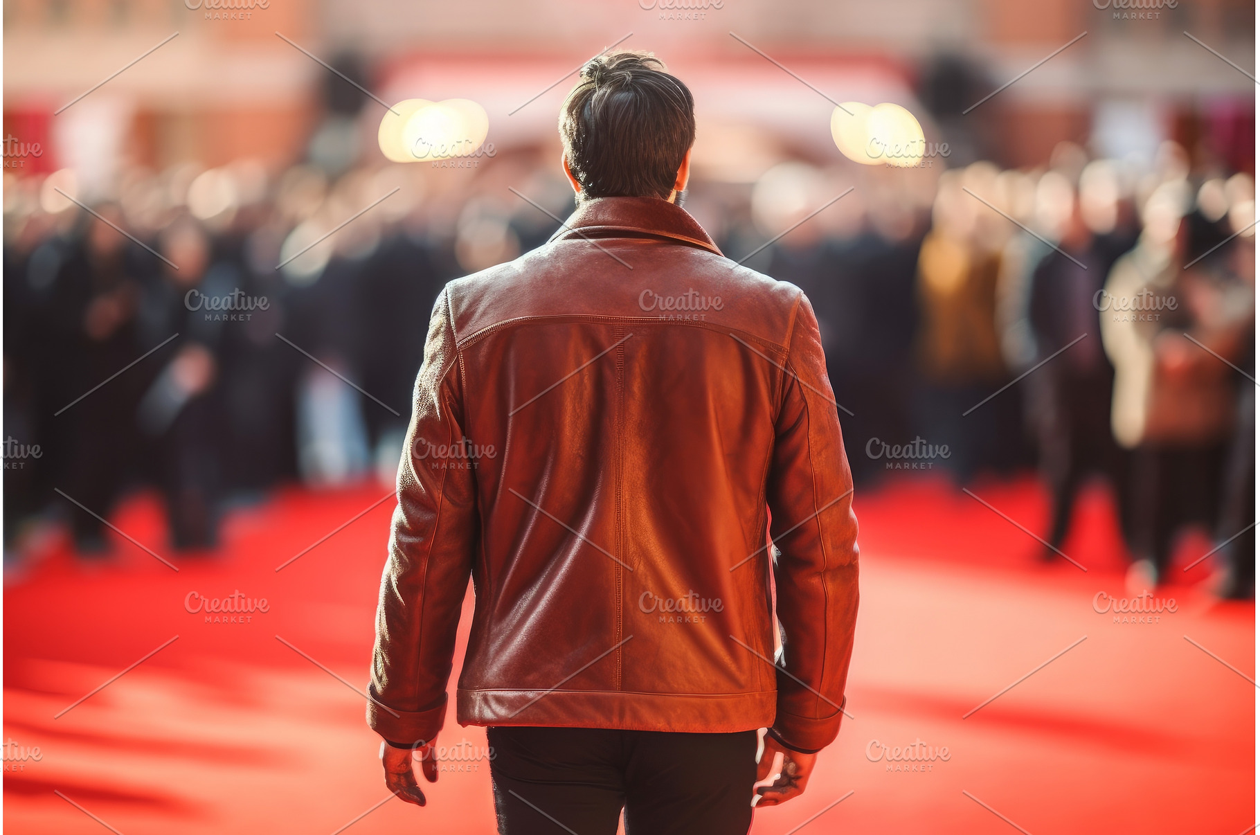 Man jacket red carpet. Generate Ai, a Person Photo by Ylivdesign