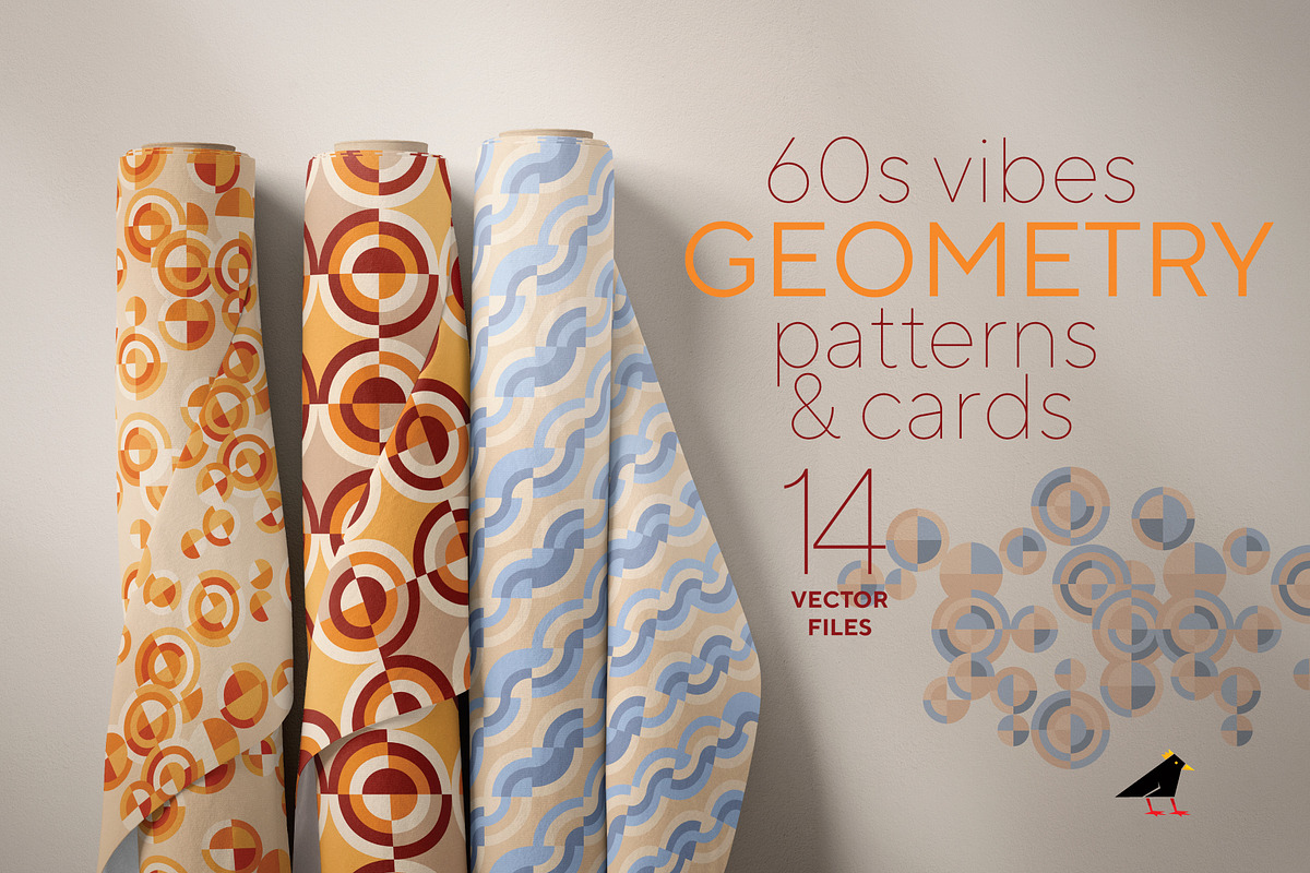 60s vibes geometry patterns & cards, a Pattern Graphic by Gala Patterns