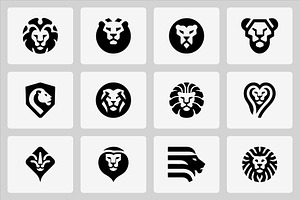 Lion head geometric logo bundle, a Branding & Logo Template by Vectorium Studio
