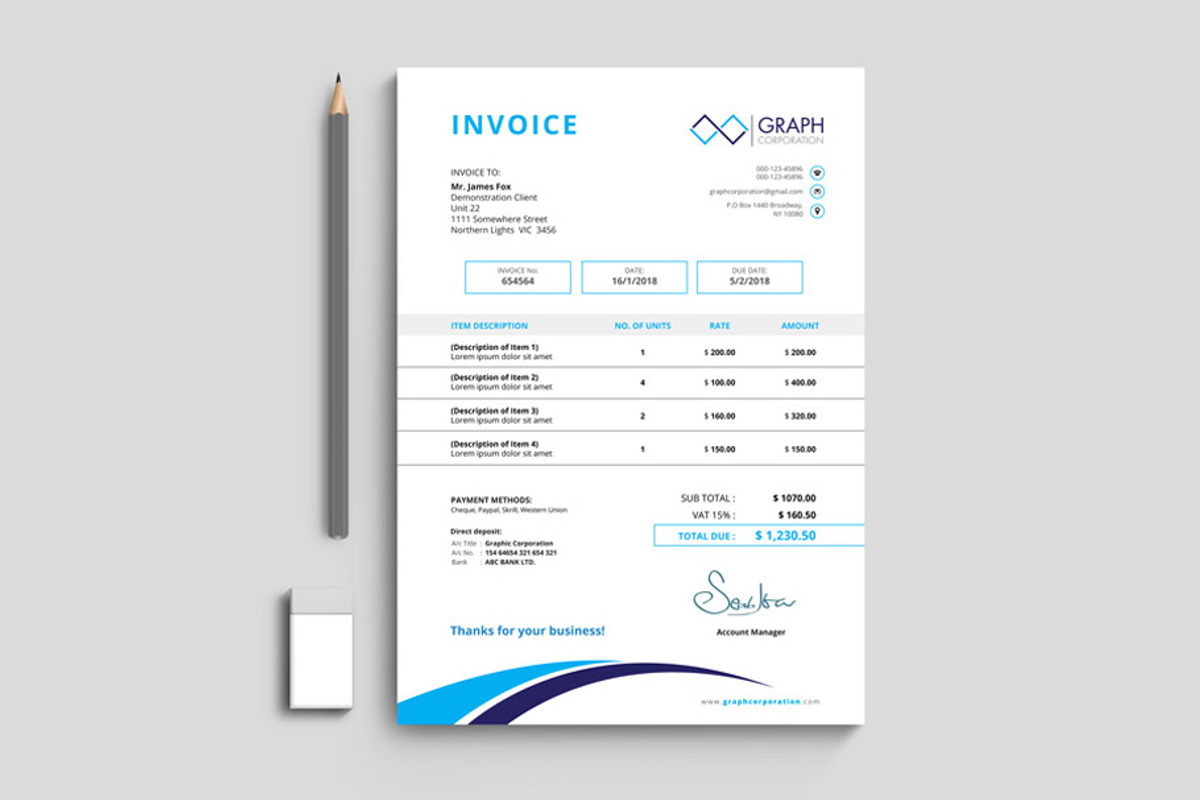 Invoice, a Stationery Template by asimalikhan555 (Photo 5 of 10)