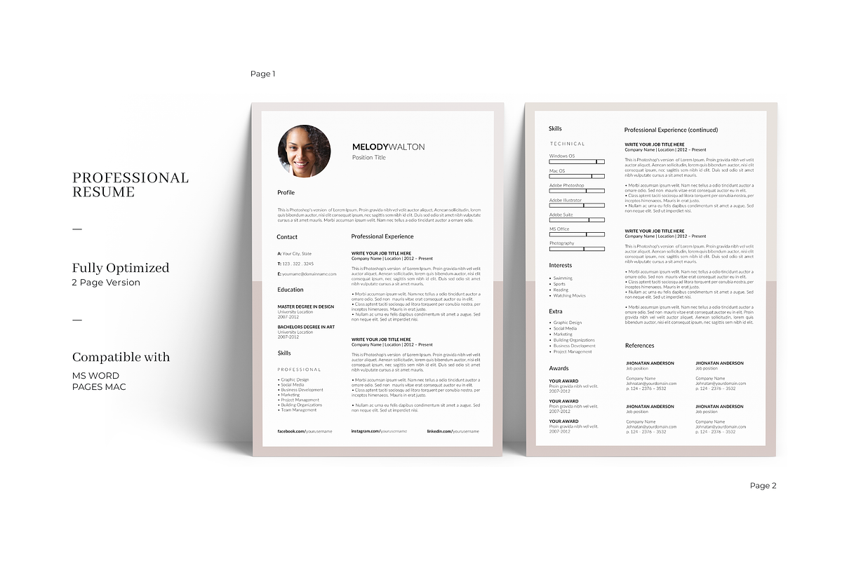 Modern Resume Template with Photo, a Resume Template by GraphicFlava (Photo 2 of 7)