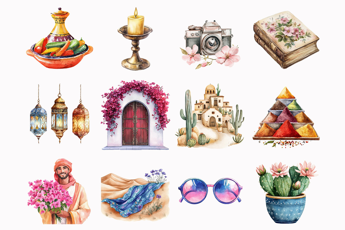 Watercolor Morocco Spirit Clipart, an Illustration by Design Market (Photo 3 of 5)