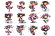 Watercolor Flower Girl Clipart, an Illustration by Design Market (Thumbnail 3 of 5)