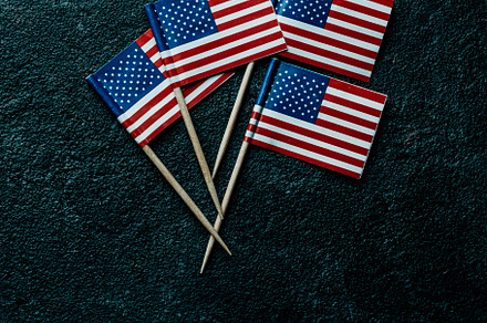 text happy presidents day and american flags, a Photo by Nito