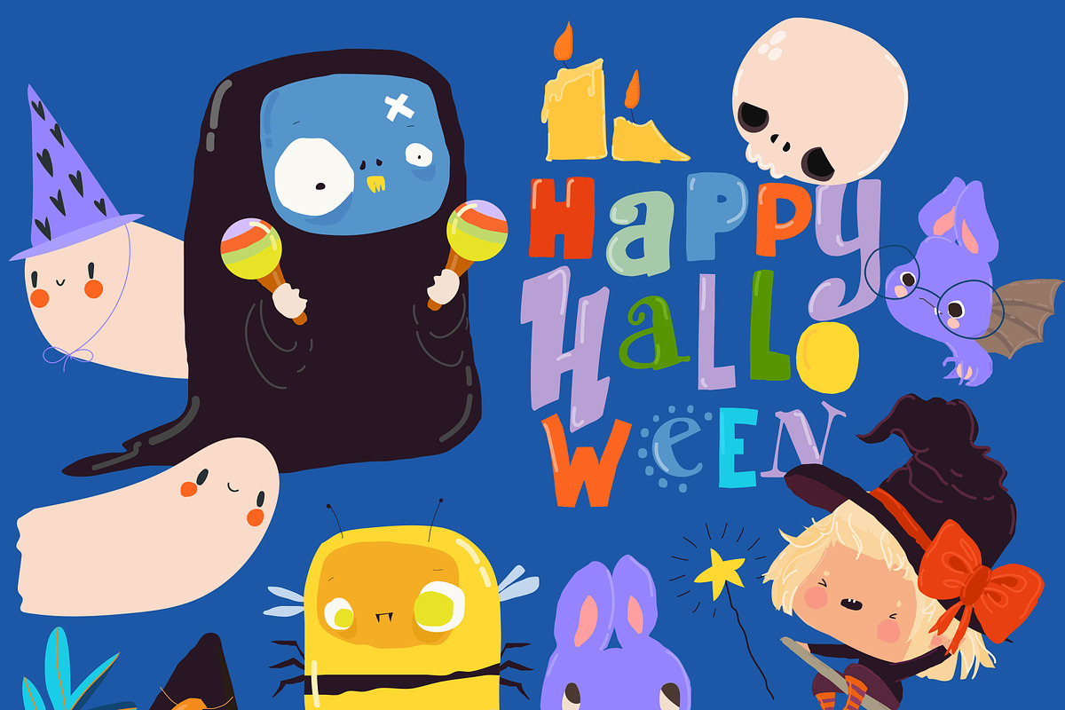 Cartoon Set With Halloween Elements, a Seasonal Illustration by Maria Starus (Photo 3 of 3)