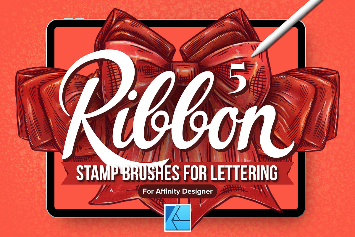 5 Ribbon Affinity Stamp Brushes, a Brush Add-On by Riveros Illustration (Photo 1 of 9)
