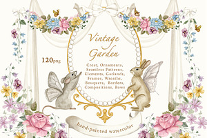 Vintage Garden Watercolor Clipart