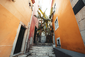 Colorful Lisbon Alley Corner, an Architecture Photo by SkyNext