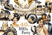 1920s Party Black Clipart, a Person Illustration by GlamArtZhanna (Thumbnail 1 of 5)