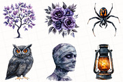 Watercolor Halloween Clipart, an Illustration by OK Design (Thumbnail 2 of 5)