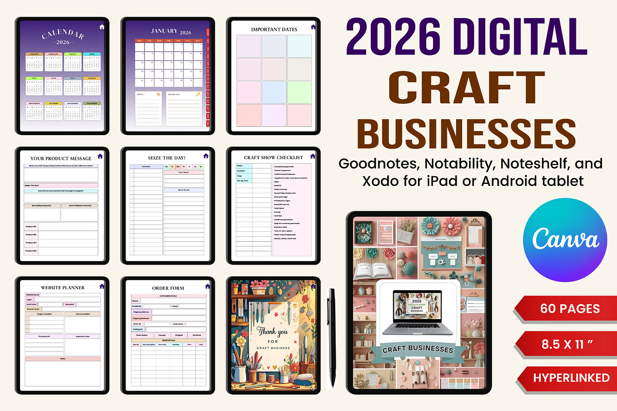 2026 Digital Planner for Craft, a Stationery Template by Designmela01 (Photo 1 of 7)