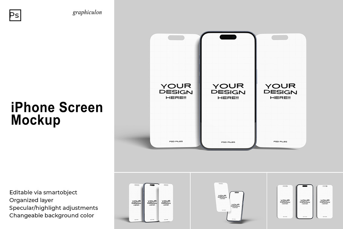 iPhone Screen Mockup, an iPhone Mockup by Graphiculon (Photo 1 of 11)