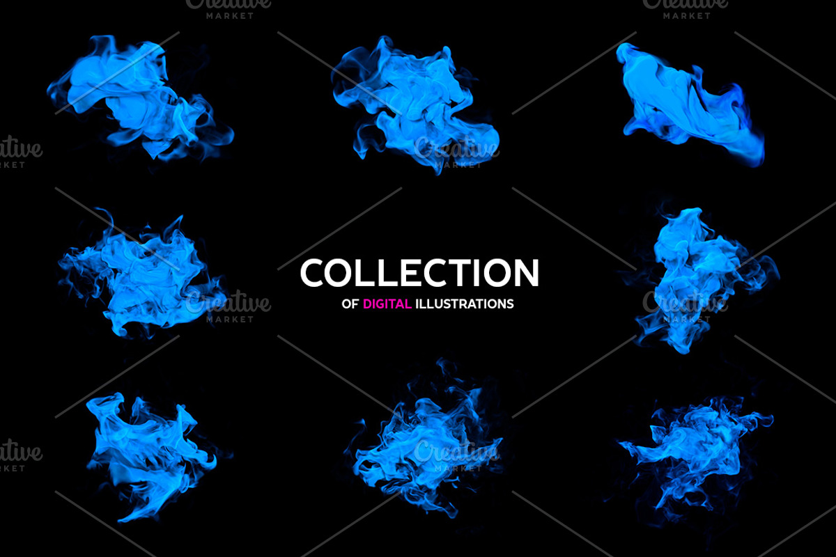Vector blue ink shapes, an Illustration by Julvil (Photo 2 of 3)