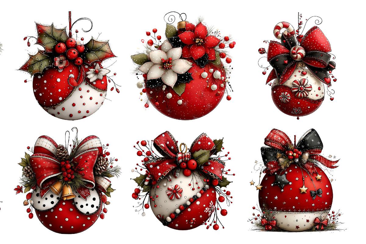 Christmas Whimsical Ornament Clipart, a Seasonal Illustration by Creative Art (Photo 2 of 7)