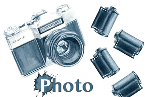 Watercolour Camera and film