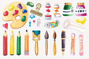 Watercolor artist's tools clipart., a Graphic by NinaBrai (Thumbnail 2 of 4)