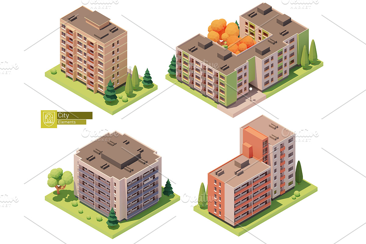 Isometric city map elements, an Object Graphic by tele52 (Photo 33 of 72)