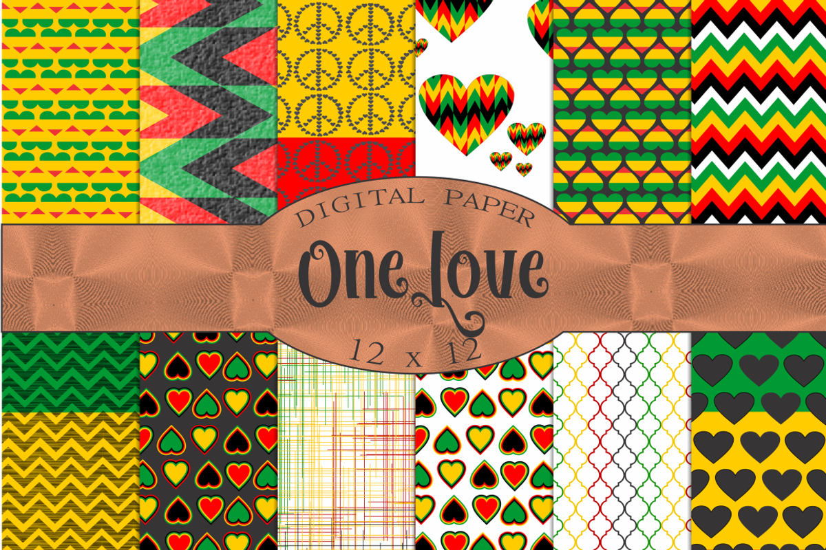 Rasta Colors Digital Paper, a Pattern Graphic by Kiwi Fruit Punch