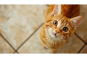 Ginger Tabby Cat Looking Upwards, an Animal Photo by Lermont51