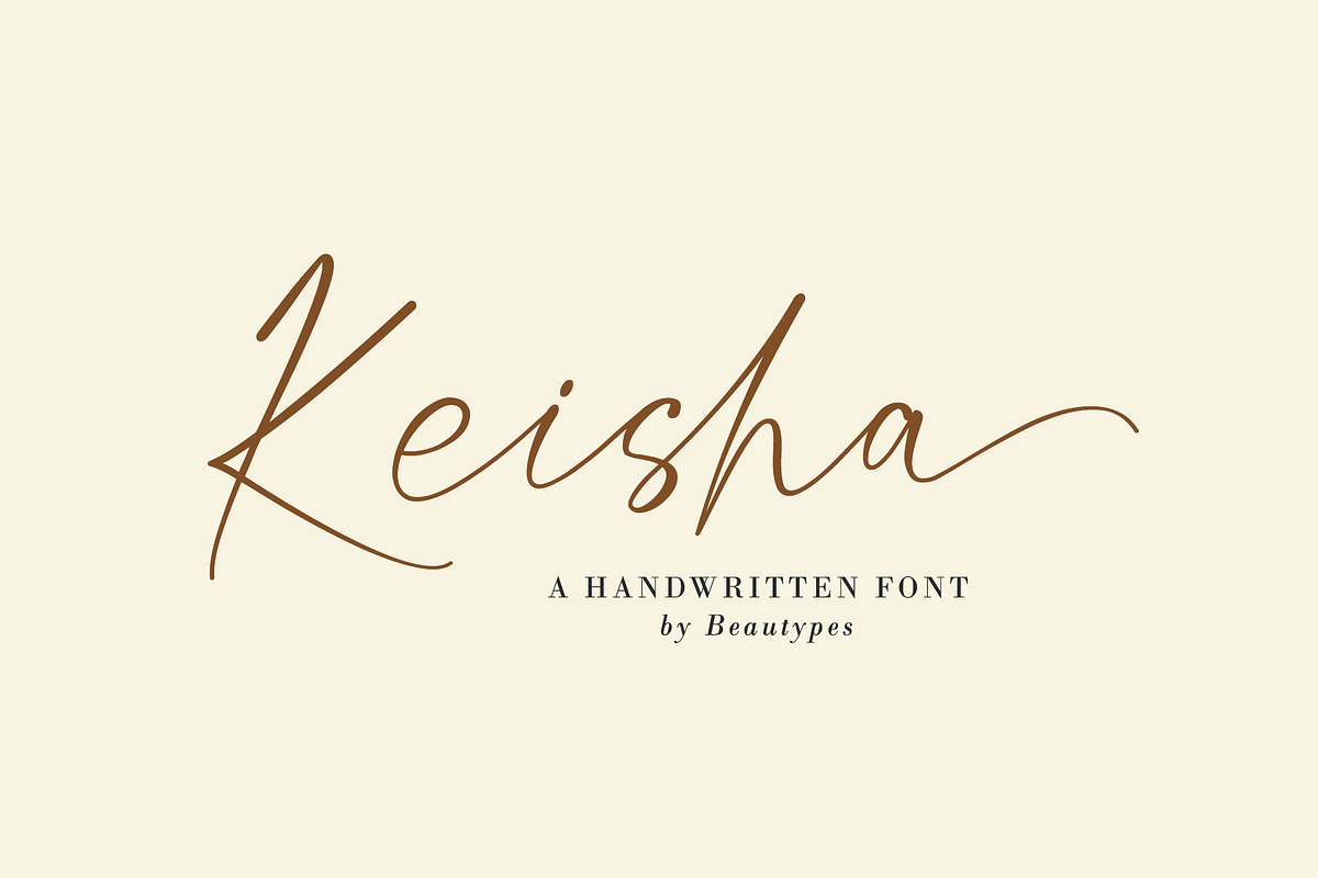 Keisha - a signature font, a Handwritten Font by Beautypes (Photo 1 of 7)