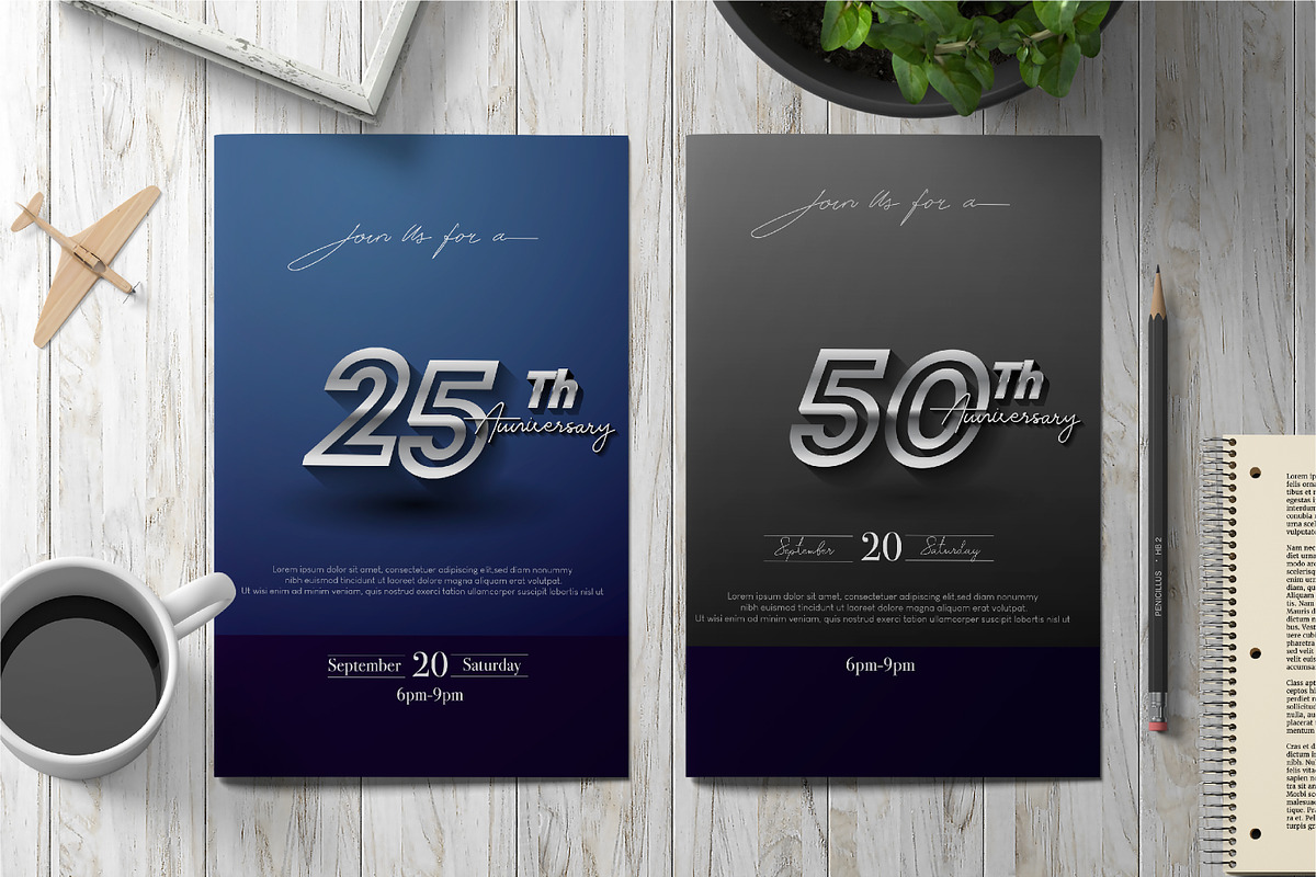 Sets of silver anniversary logo, a Card Template by OtpirusGraphic (Photo 1 of 5)