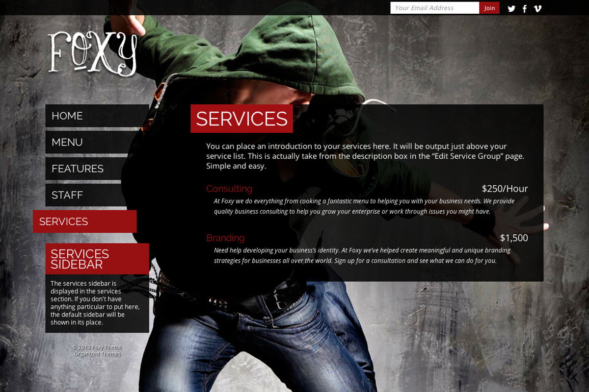 Foxy - Business/Restaurant WP Theme, a WordPress Template by Organized Themes (Photo 5 of 5)