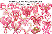 Watercolor Pink Valentines Clipart, an Illustration by Creative Art (Thumbnail 1 of 11)