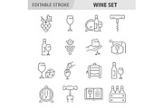 Wine line icon set, an Outline Icon by ElineDesign (Thumbnail 1 of 2)