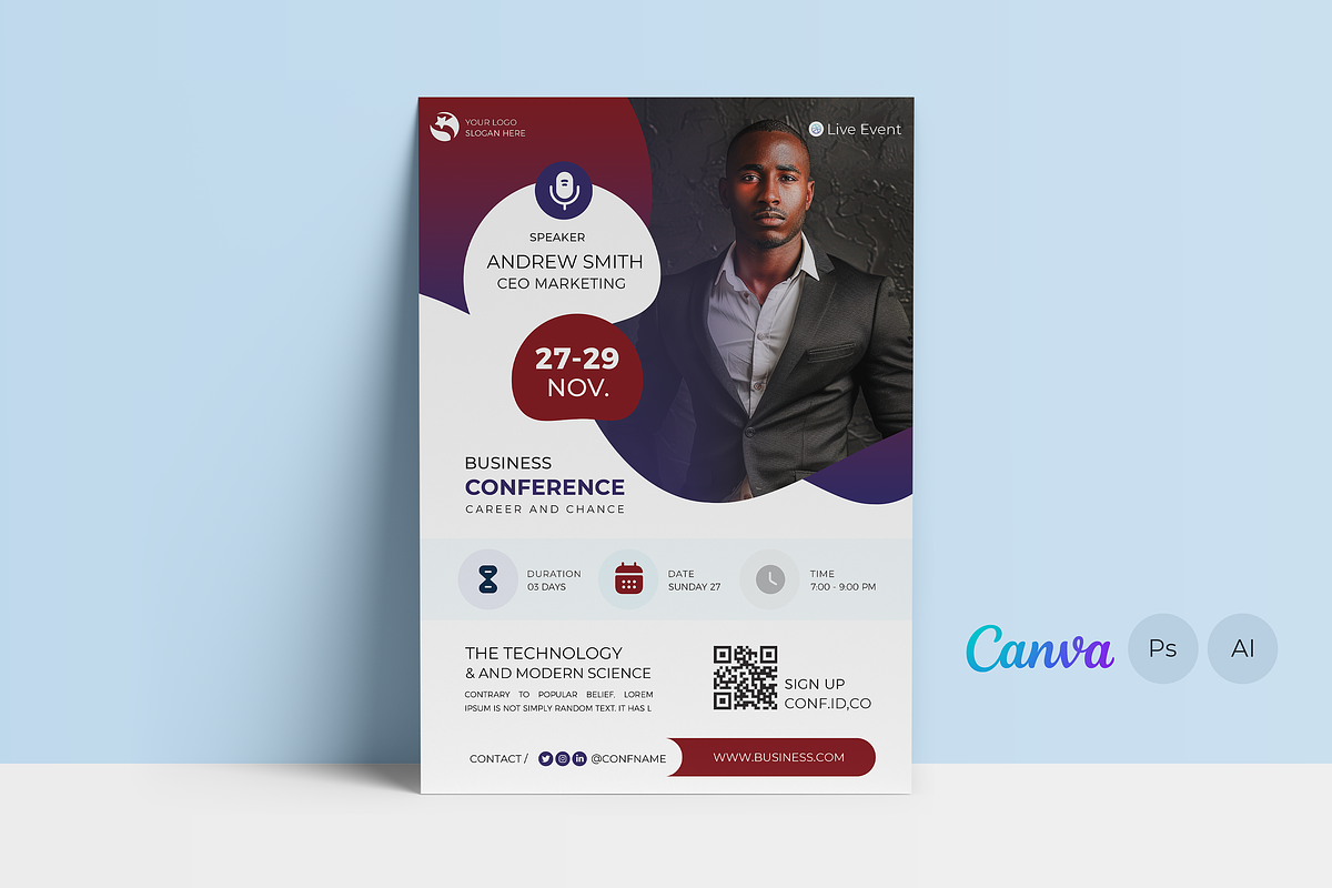 Conference Flyer | Canva, a Flyer Template by Template Zone (Photo 1 of 3)