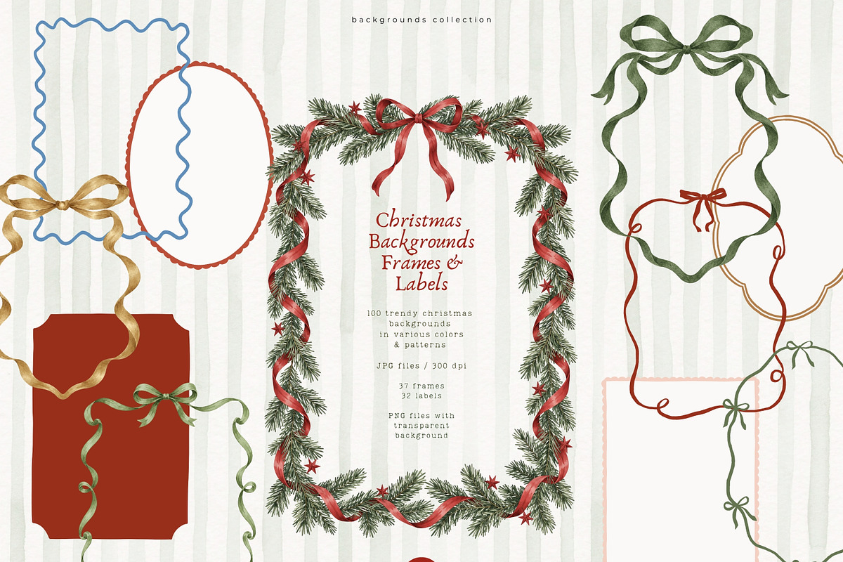 Christmas Backgrounds Frames Labels, a Background Graphic by PeDe Designs (Photo 4 of 16)