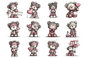 Valentine Teddy Bear Clipart, an Illustration by Design Market (Thumbnail 3 of 3)