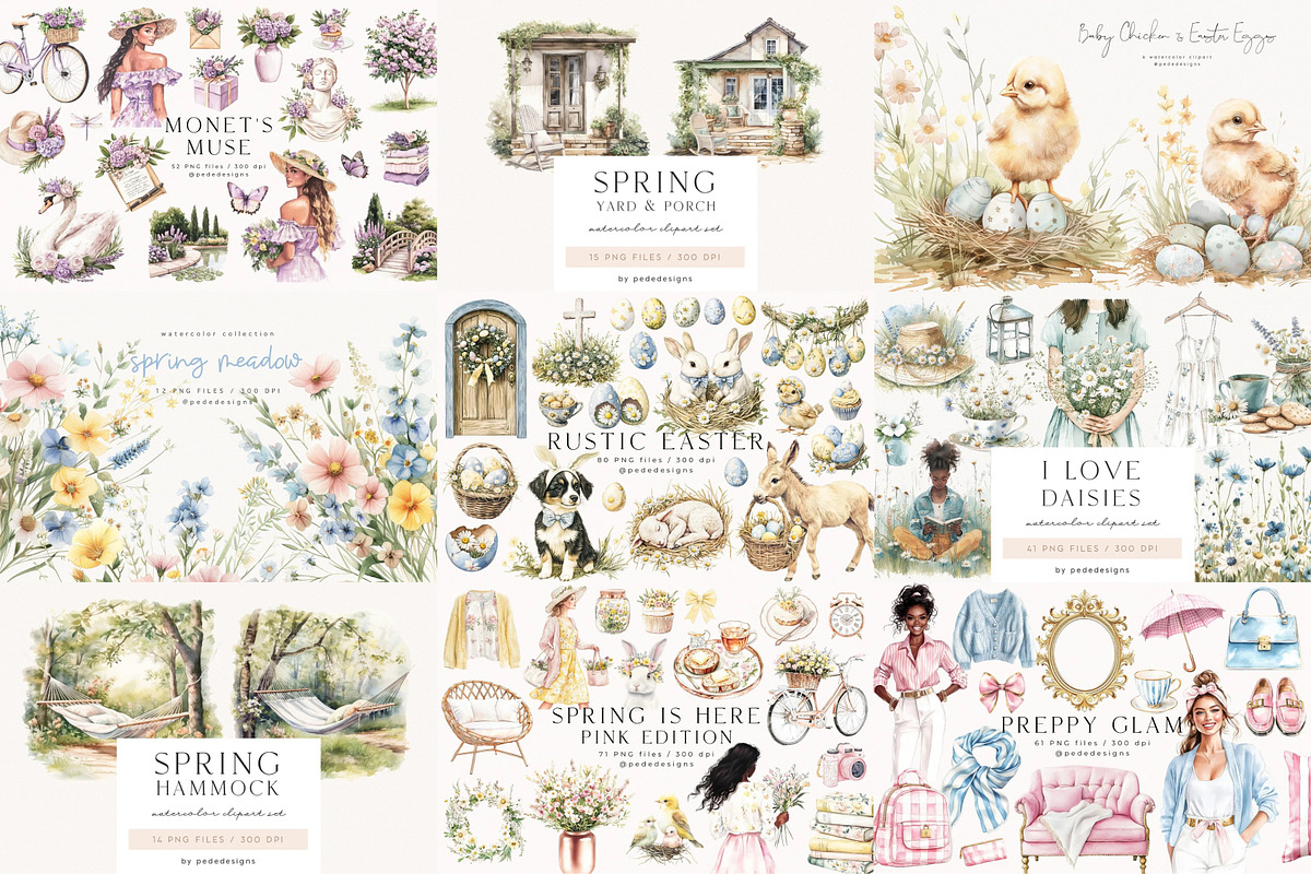 Spring & Easter Bundle, a Seasonal Illustration by PeDe Designs (Photo 3 of 13)