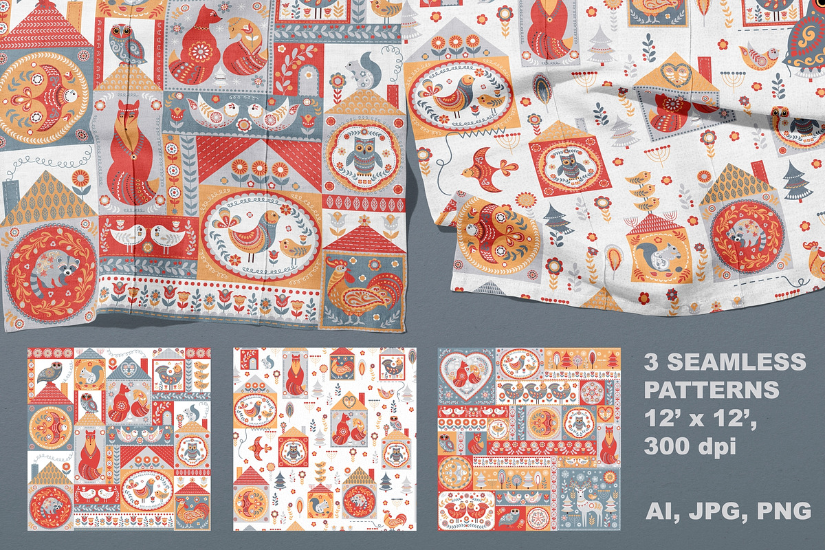 SCANDINAVIAN MOTIFS. Vector Set, an Animal Illustration by Irina Skaska (Photo 6 of 13)