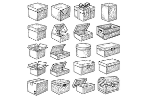 Assorted Boxes and Containers Set, an Object Graphic by nikagraphic