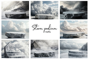 Raw Stone Podium & Stormy Sky, a Business Photo by Nebbia