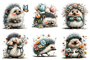 Whimsical Spring Hedgehog Clipart, an Illustration by Dream Creation (Thumbnail 3 of 7)