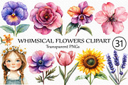 Whimsical Flowers Clipart Bundle, an Illustration by Craft Nest (Thumbnail 1 of 6)