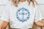 Blue Cross With Flowers Clipart, an Illustration by DreamCafeArt (Thumbnail 2 of 7)