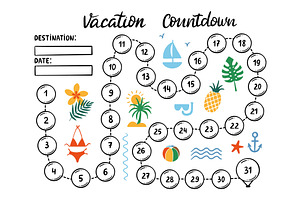 Vacation countdown tracker. Monthly, an Object Illustration by Valerie Bodnar